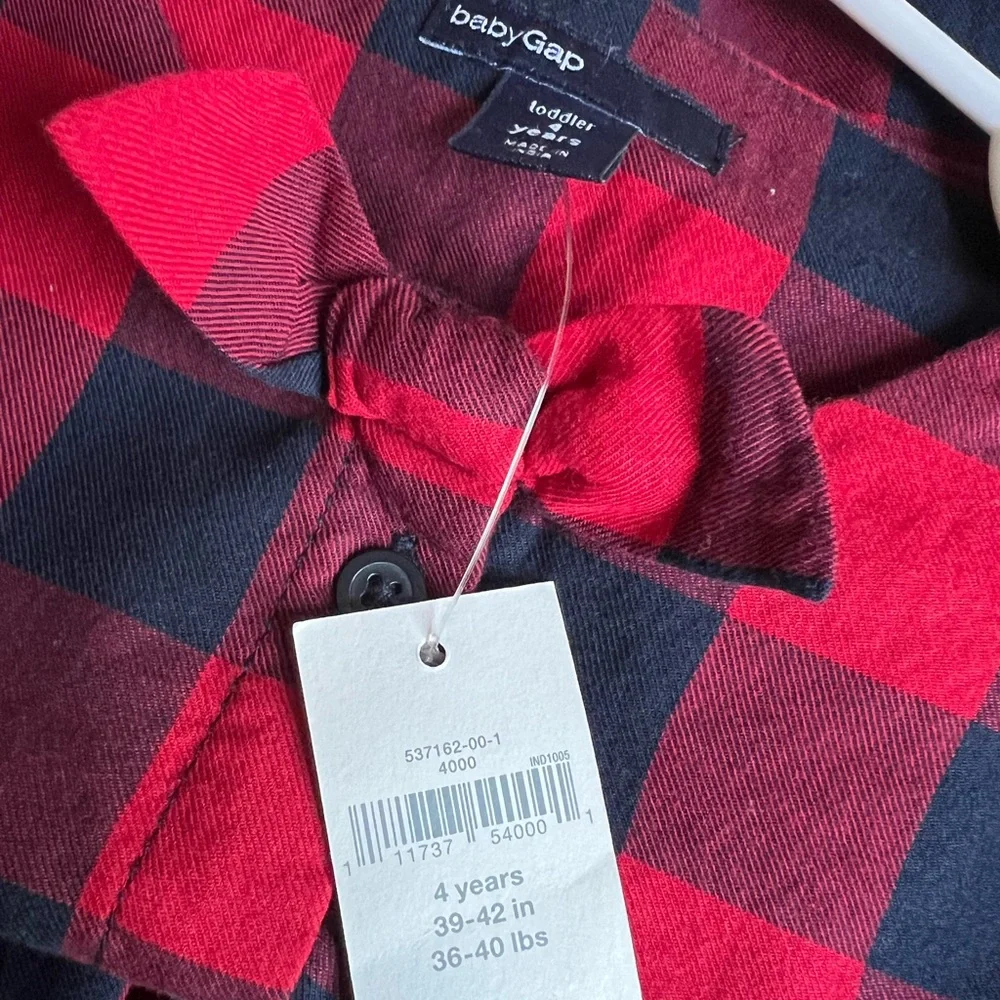 NWT GAP Baby Gap Red and Navy Buffalo Plaid Checkered Toddler Dress Size 4
